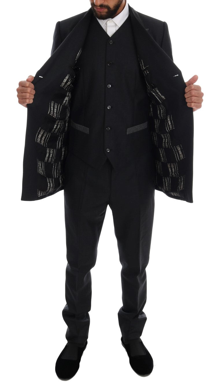 Dolce & Gabbana Gray Wool Double Breasted 3 Piece Suit