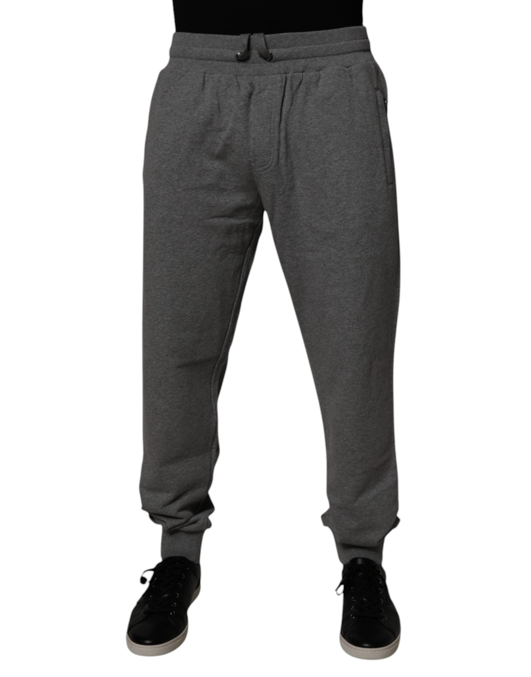 Dolce & Gabbana Gray Logo Cotton Jogger Men Sweatpants Pants