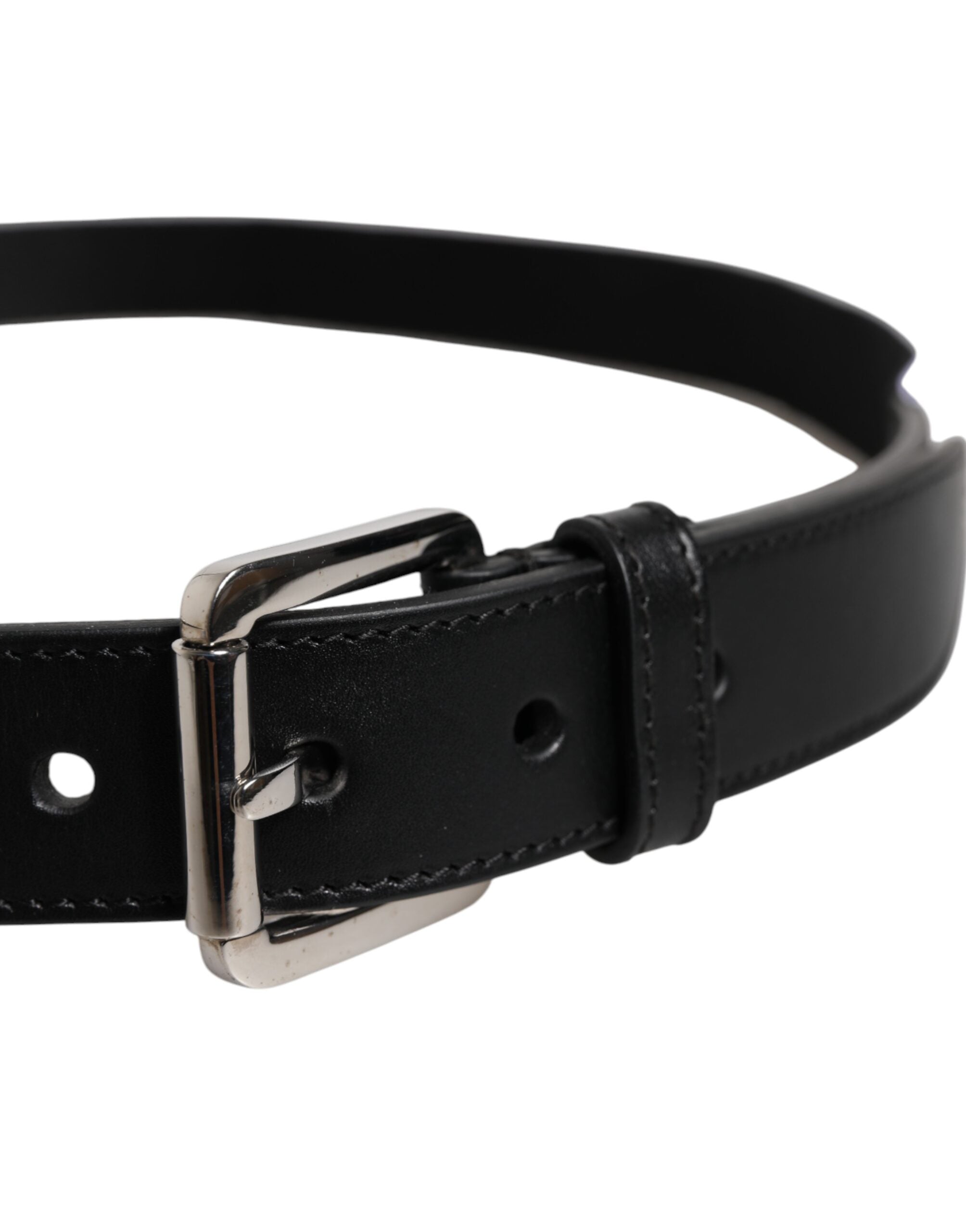 Dolce & Gabbana Black White Printed Metal Logo Buckle Belt