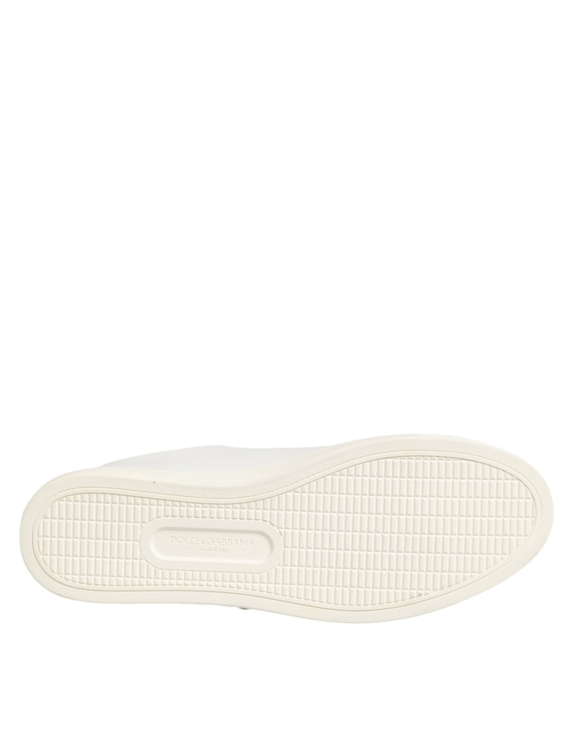 Dolce & Gabbana White Leather Sacre Heart Patch Sneakers  Shoes