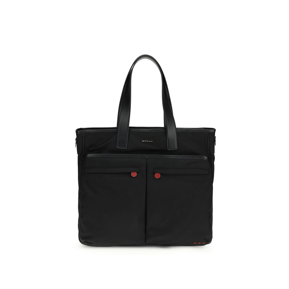 Kiton Black Calf Leather Bos Taurus Handbag