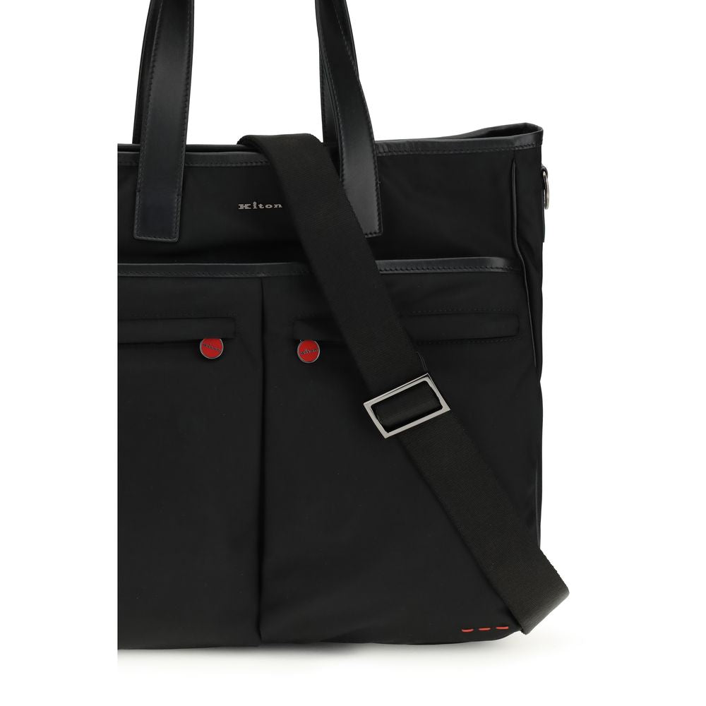 Kiton Black Calf Leather Bos Taurus Handbag