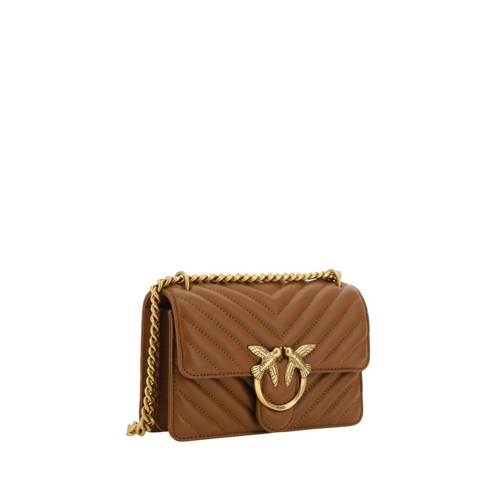 PINKO Brown Calf Leather Bos Taurus Shoulder Bag