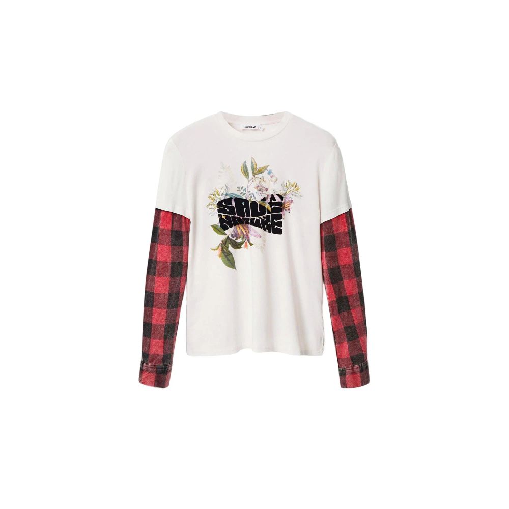 Desigual White Cotton Long Sleeve T-Shirt