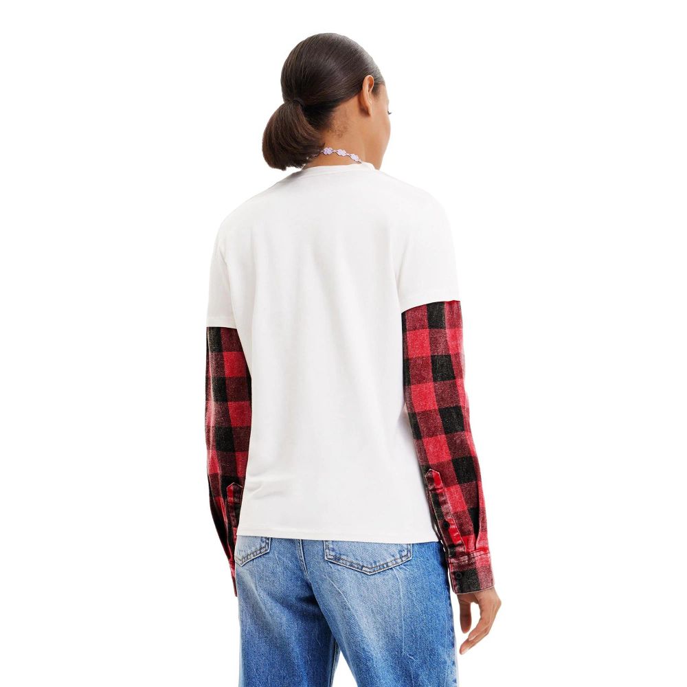 Desigual White Cotton Long Sleeve T-Shirt