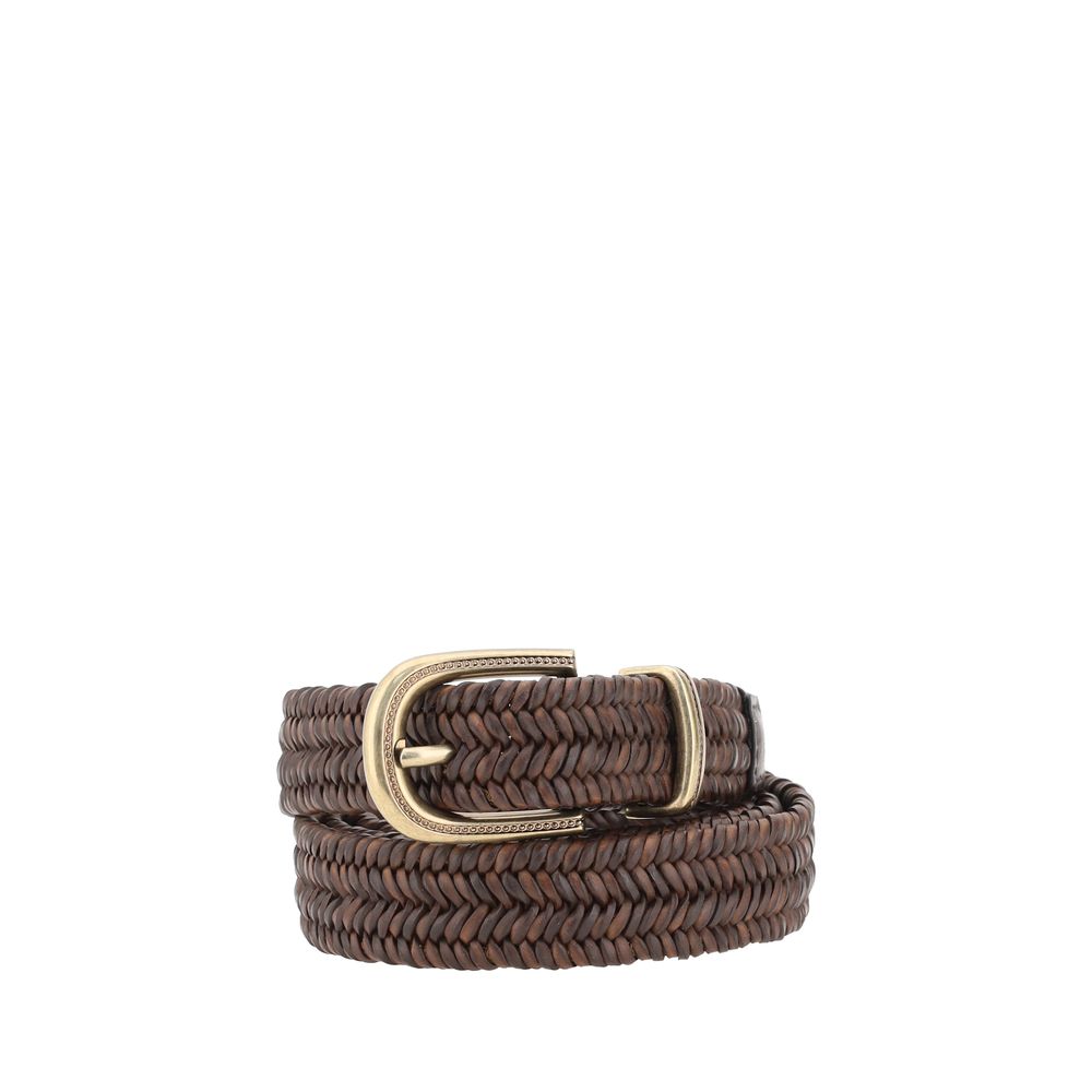 Brunello Cucinelli Brown Calf Leather Bos Taurus Regular Belt