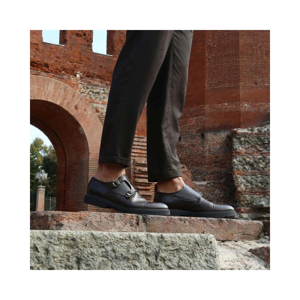 Duca di Morrone Black Leather Oxfords And Derbies