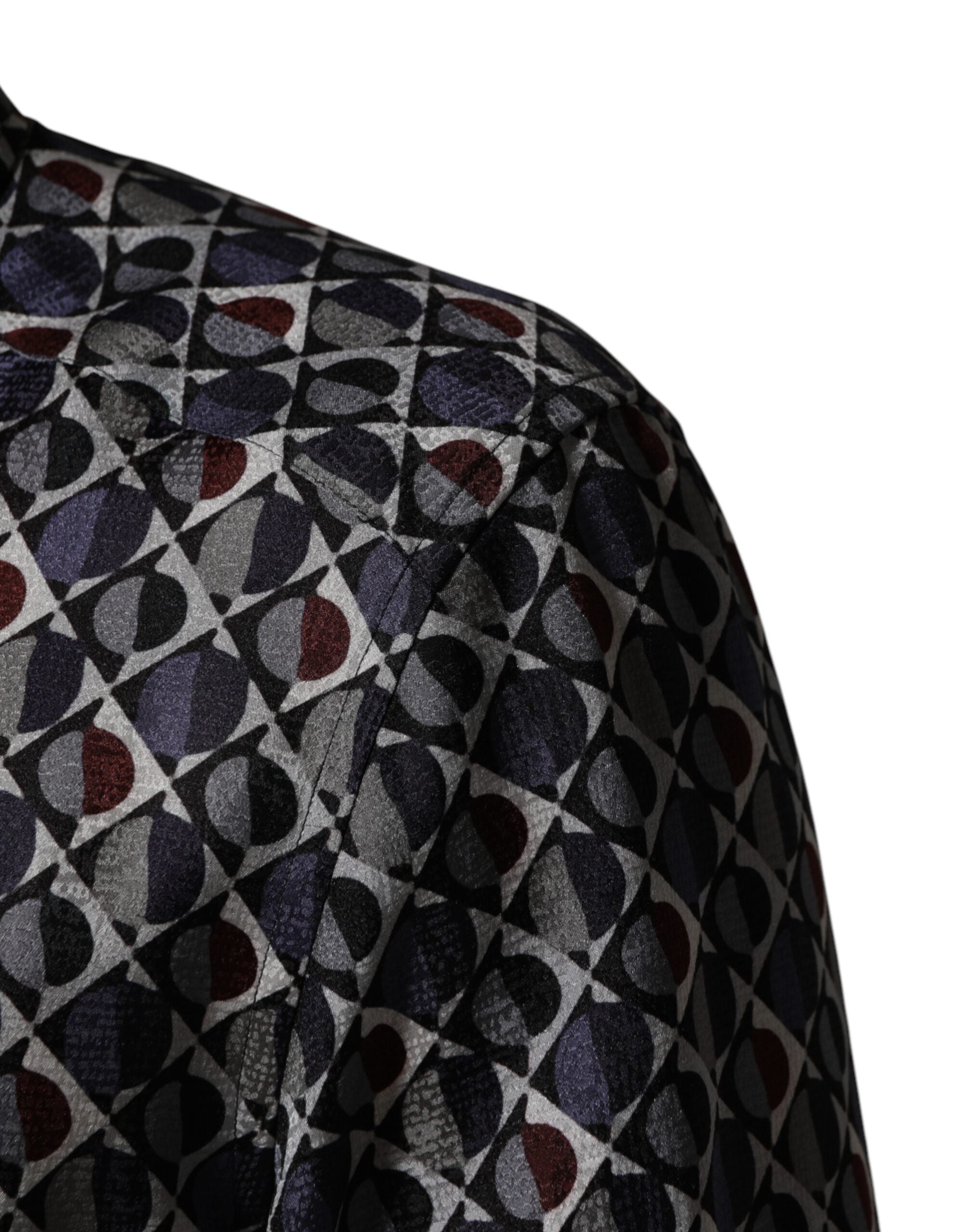 Dolce & Gabbana Multicolor Patterned Collared GOLD Men Dress Shirt