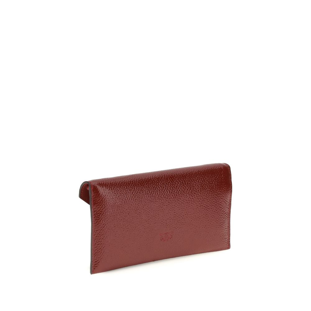 PINKO Bordeaux Calf Leather Bos Taurus Shoulder Bag