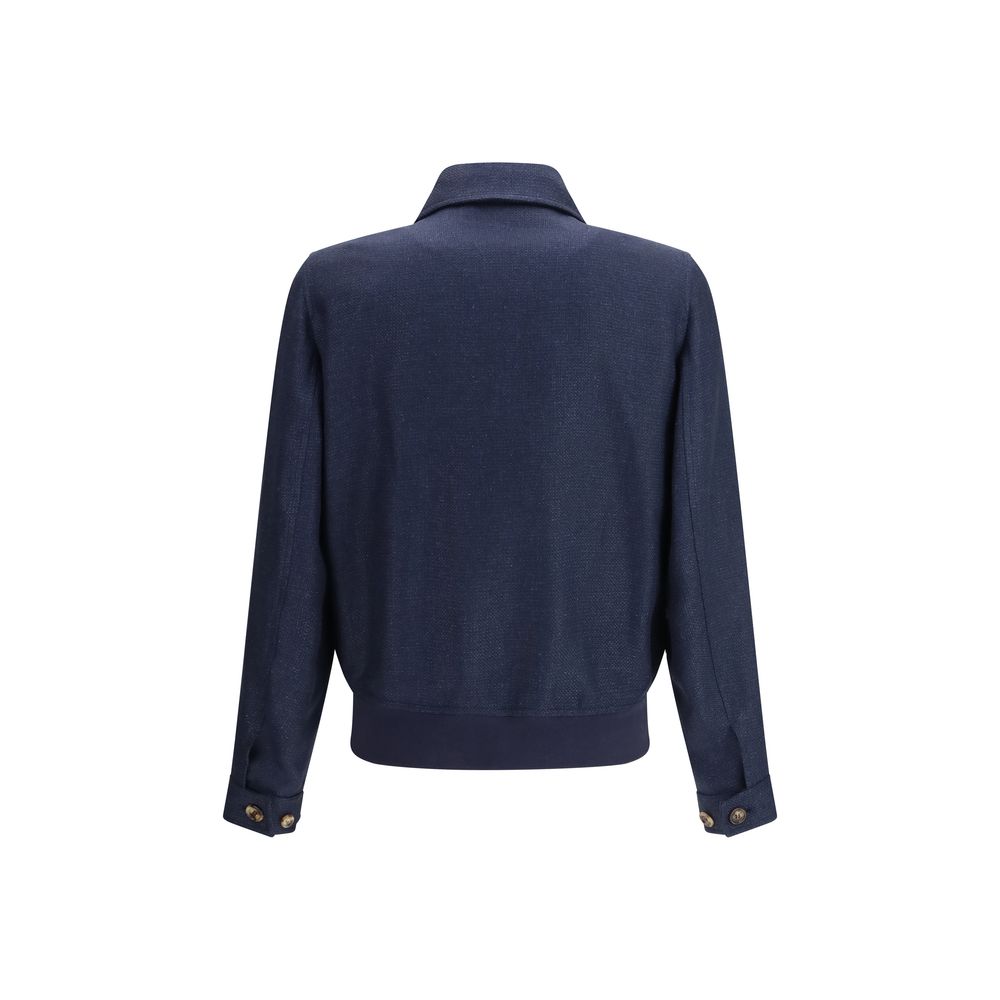 Brunello Cucinelli Blue Silk Denim Jacket