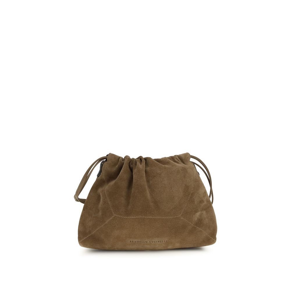 Brunello Cucinelli Brown Calf Leather Bos Taurus Shoulder Bag