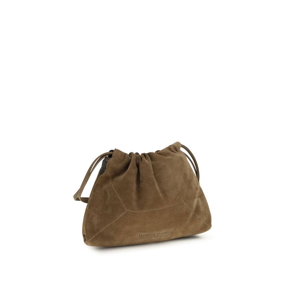 Brunello Cucinelli Brown Calf Leather Bos Taurus Shoulder Bag