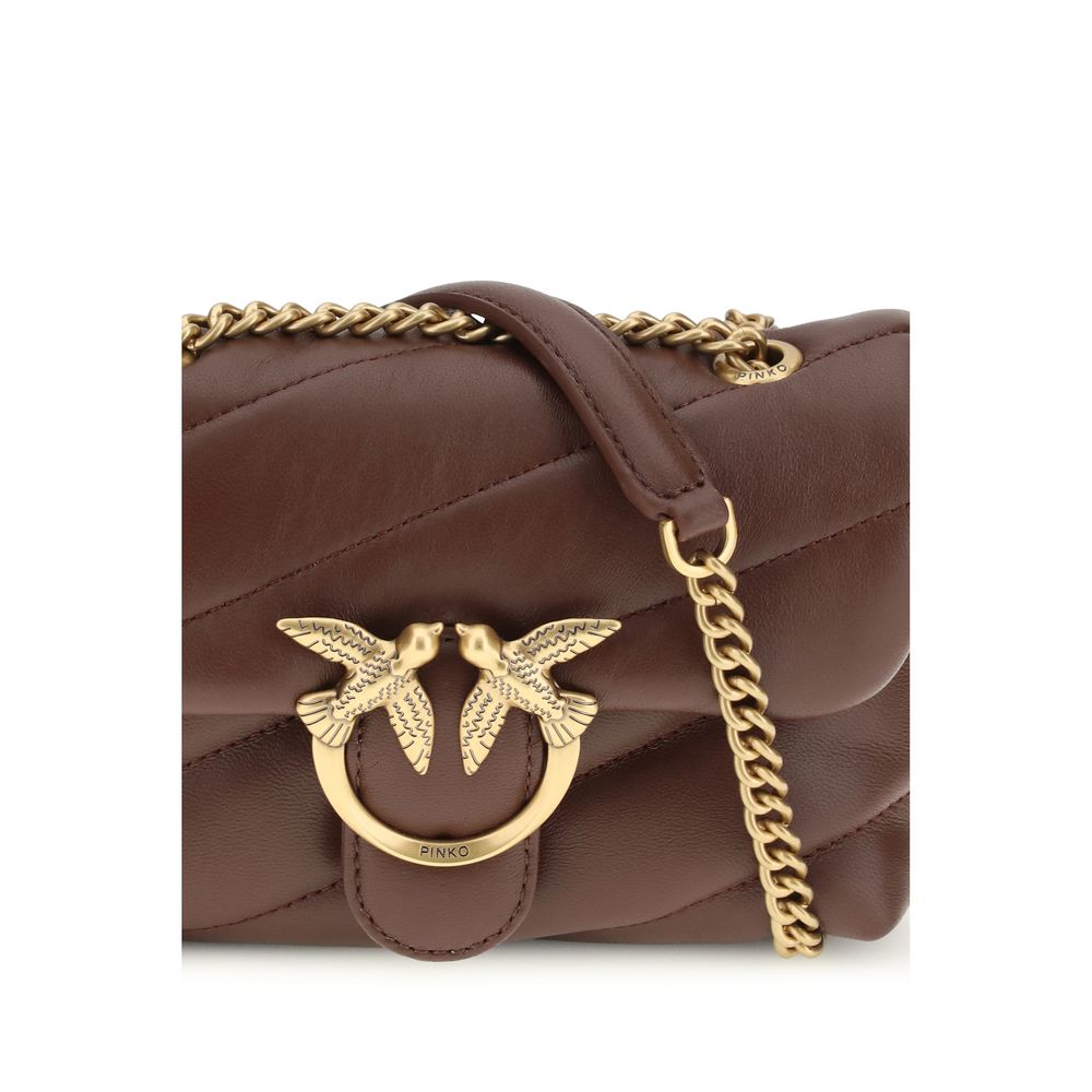 PINKO Brown Calf Leather Bos Taurus Shoulder Bag