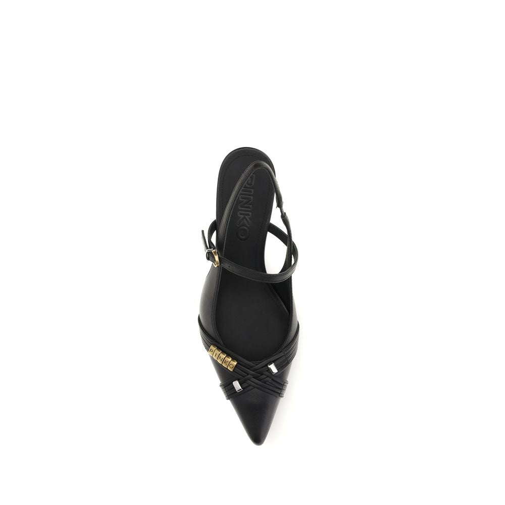 PINKO Black Calf Leather Bos Taurus Pumps