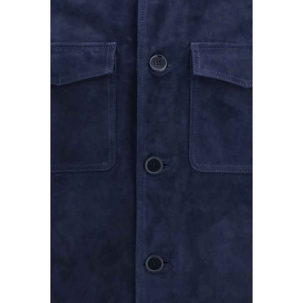Salvatore Santoro Blue Calf Leather Bos Taurus Shell Jacket