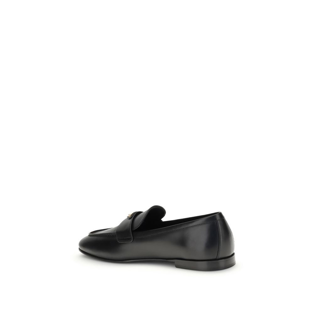 Prada Black Calf Leather Bos Taurus Slip-On Loafers