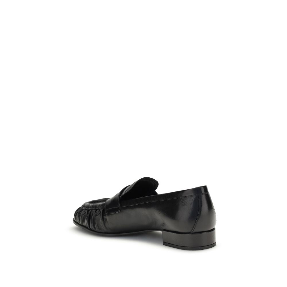 Prada Black Calf Leather Bos Taurus Slip-On Loafers