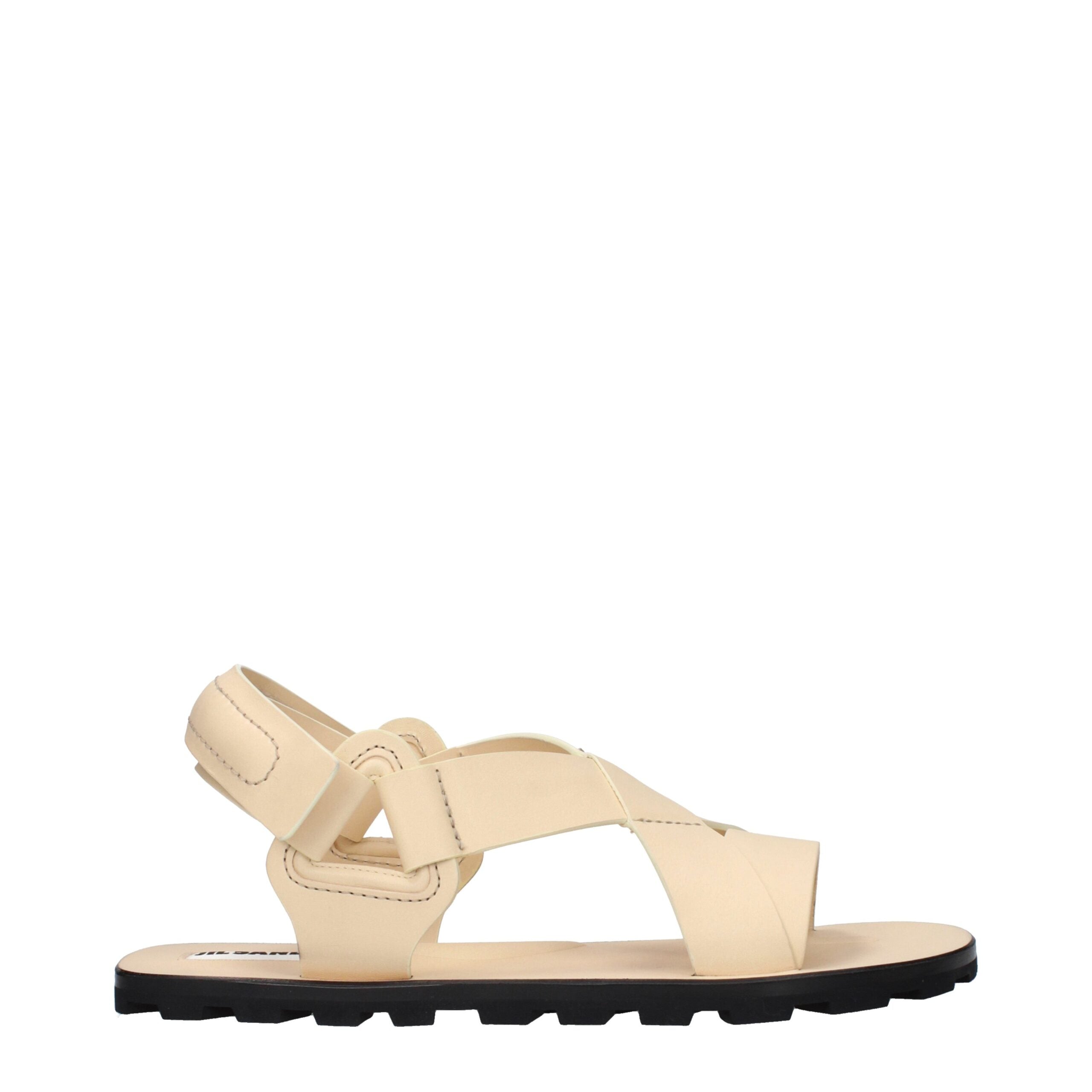 Jil Sander Beige Leather Strap-On Sandals