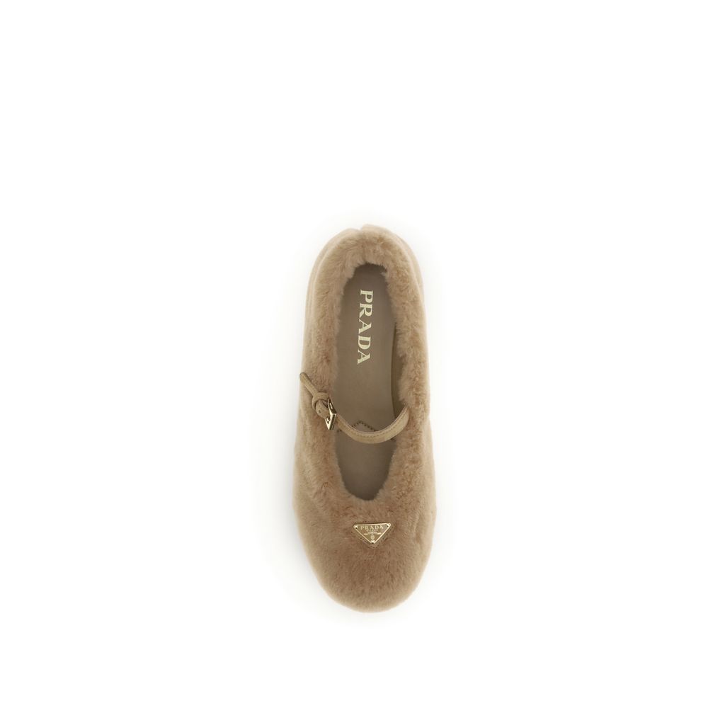 Prada Beige Lamb Ovis Aries Aries Ballet Flats