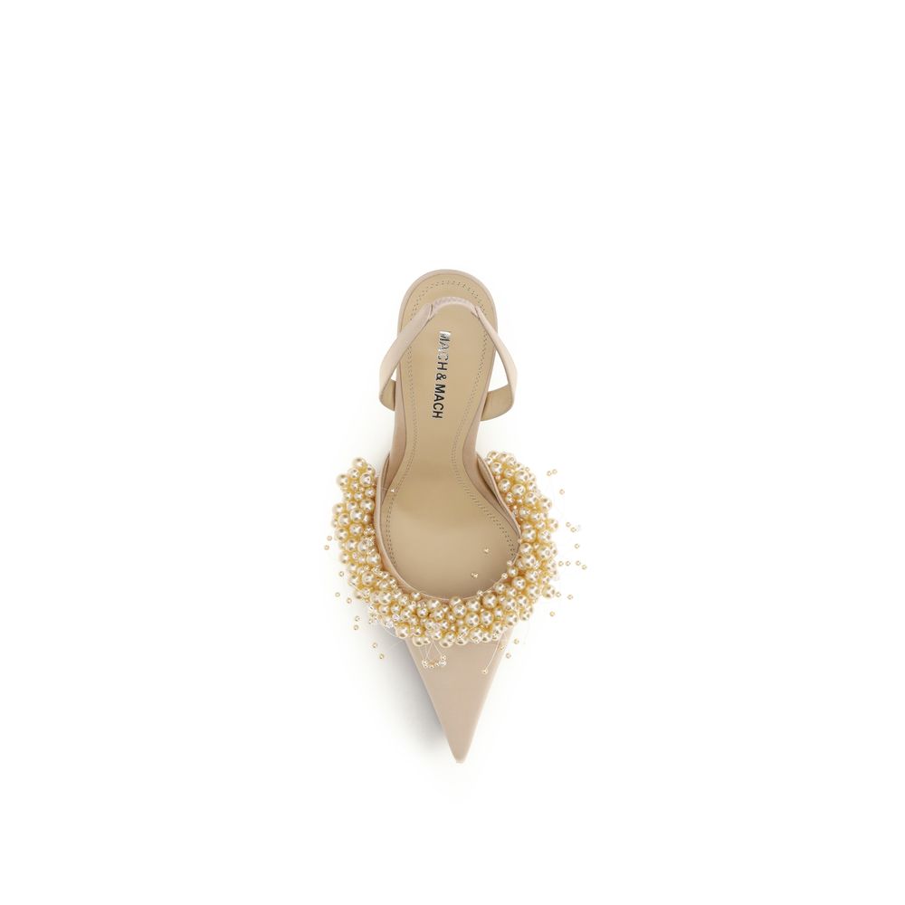 MACH & MACH Beige Silk Pumps