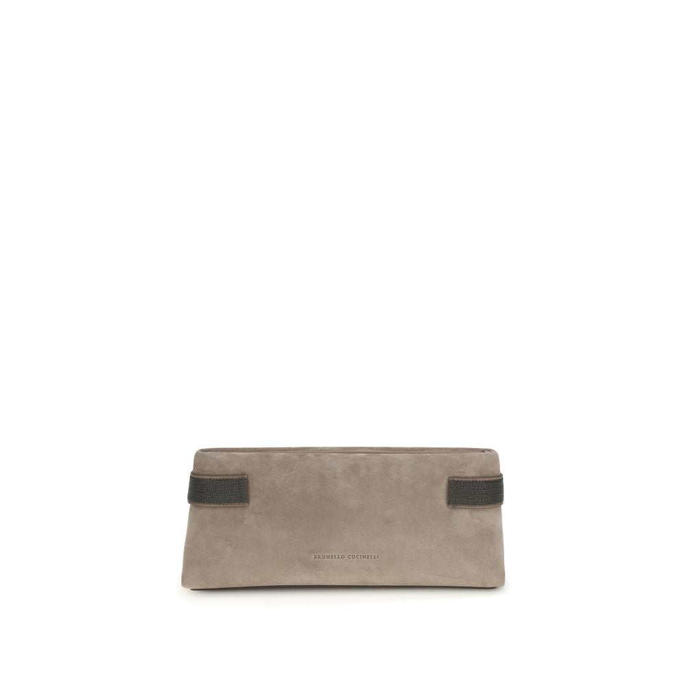Brunello Cucinelli Gray Calf Leather Bos Taurus Shoulder Bag