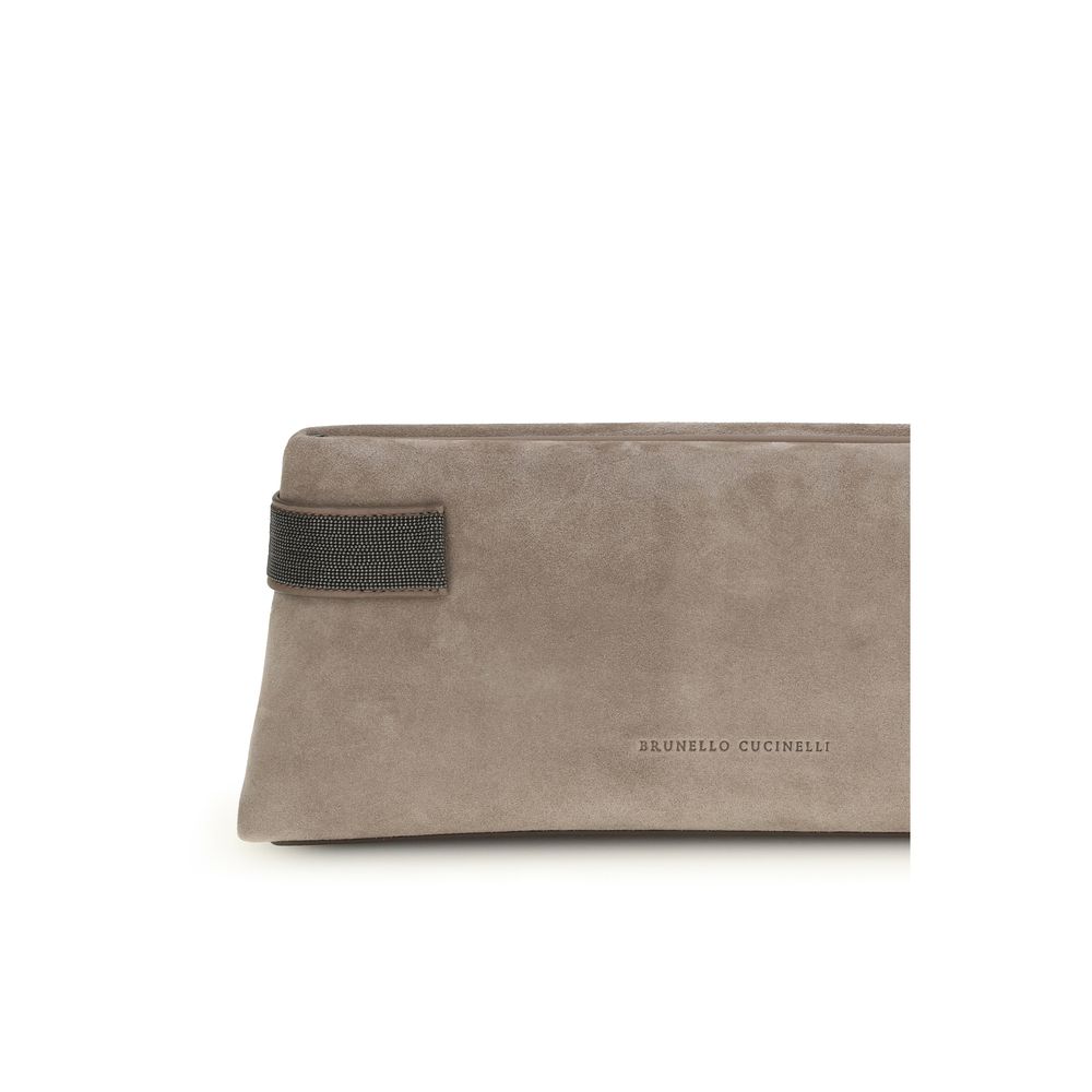 Brunello Cucinelli Gray Calf Leather Bos Taurus Shoulder Bag