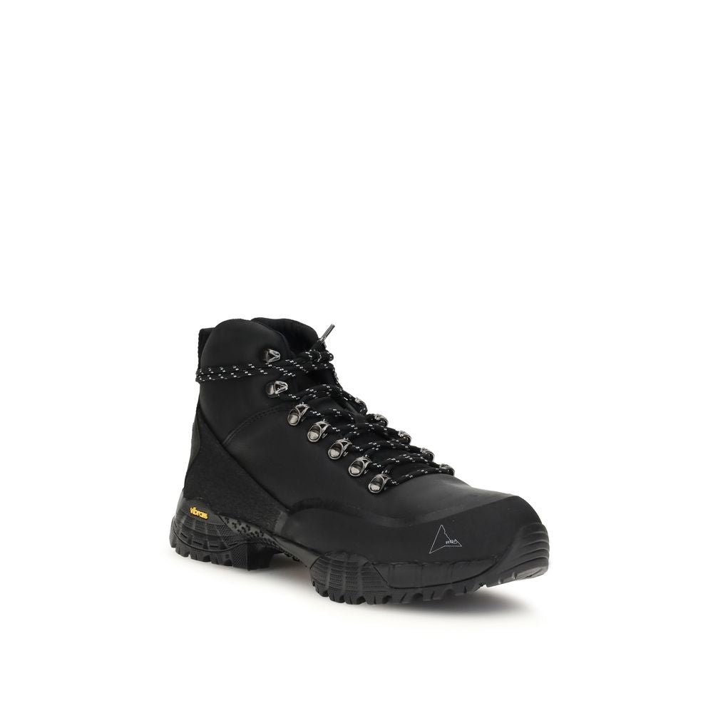 ROA Black Leather Lace-Up Boots