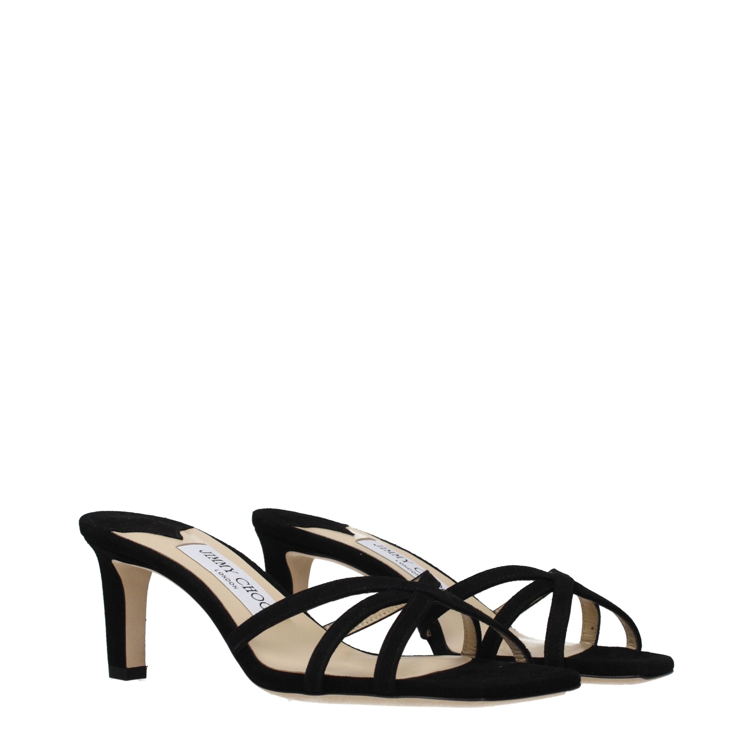 Jimmy Choo Black Leather Stiletto Heel Sandals