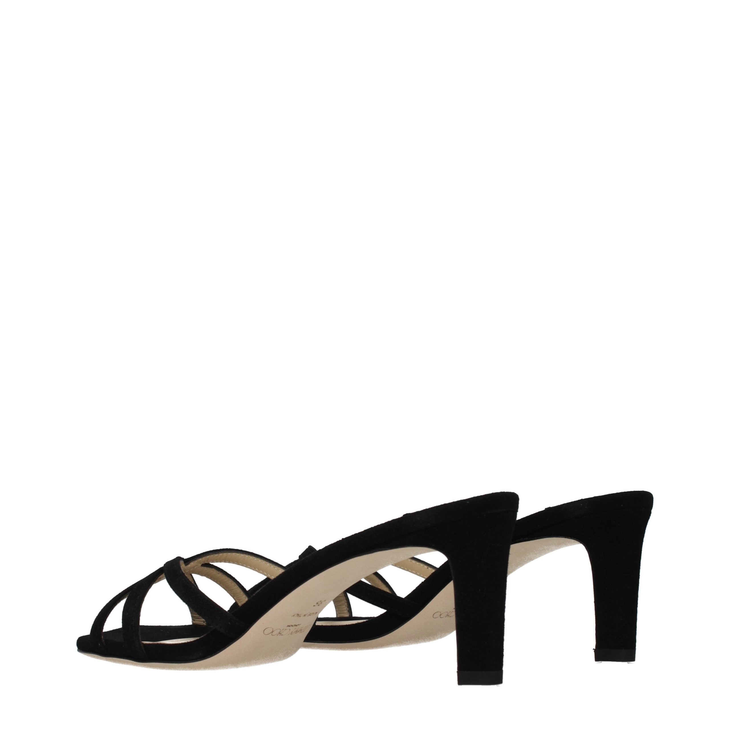 Jimmy Choo Black Leather Stiletto Heel Sandals