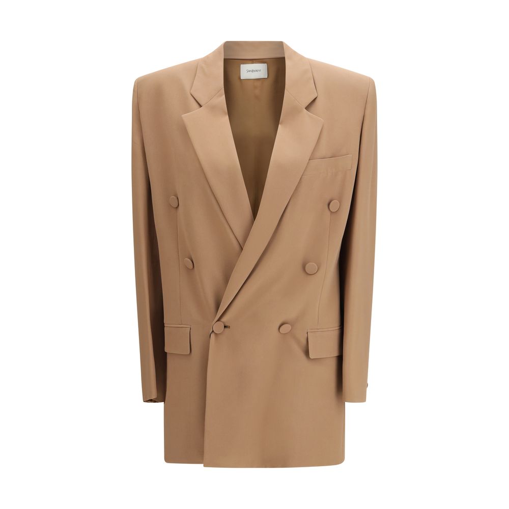Saint Laurent Beige Silk Blazer