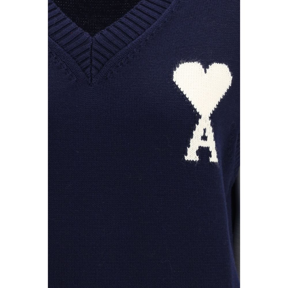 Ami Paris Blue Fleece Wool Sweatshirt