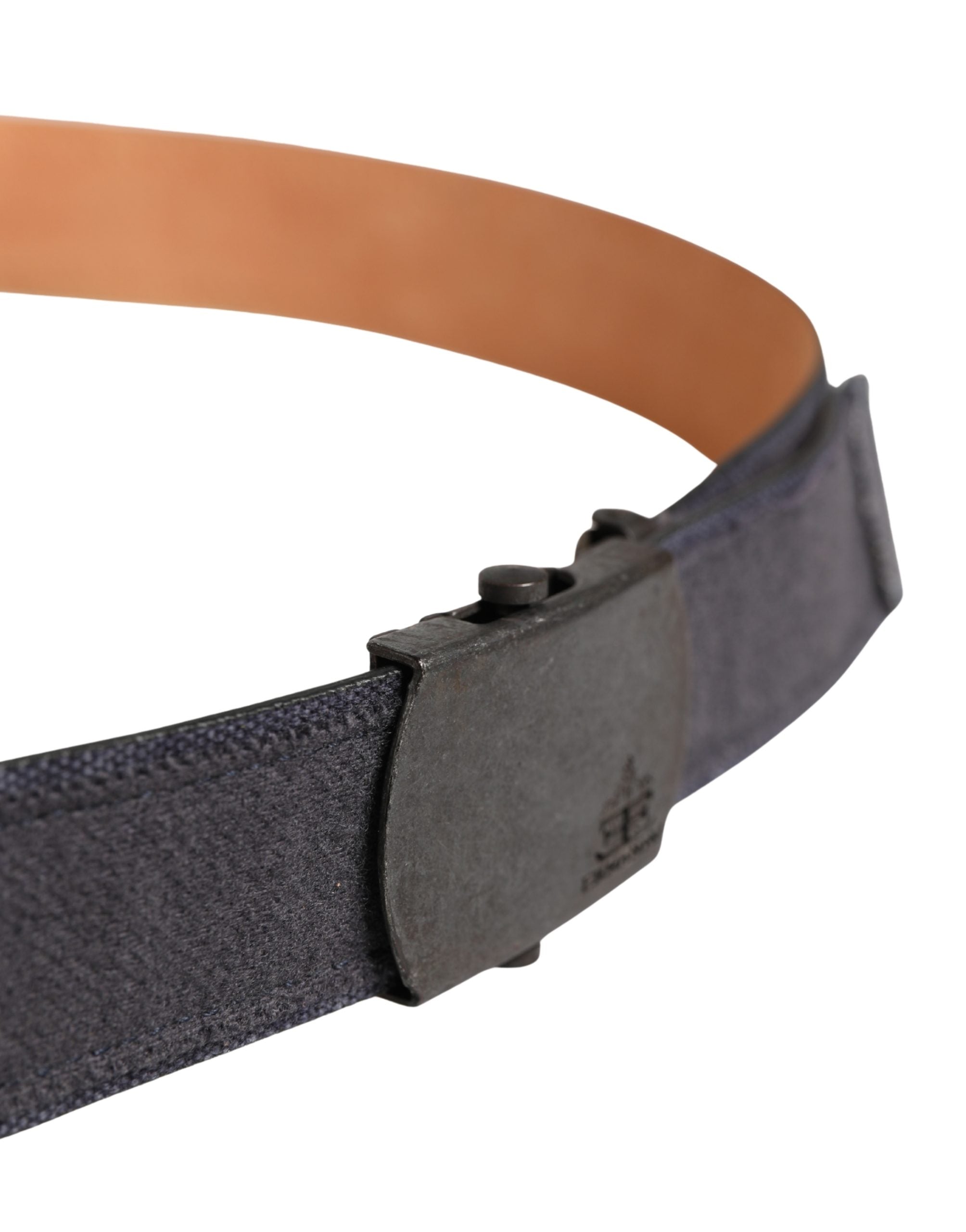 Ermanno Scervino Black Wool Cotton Logo Metal Buckle Belt