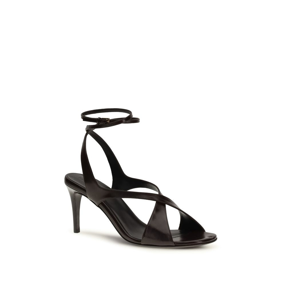 Khaite Brown Calf Leather Bos Taurus Stiletto Heel Sandals