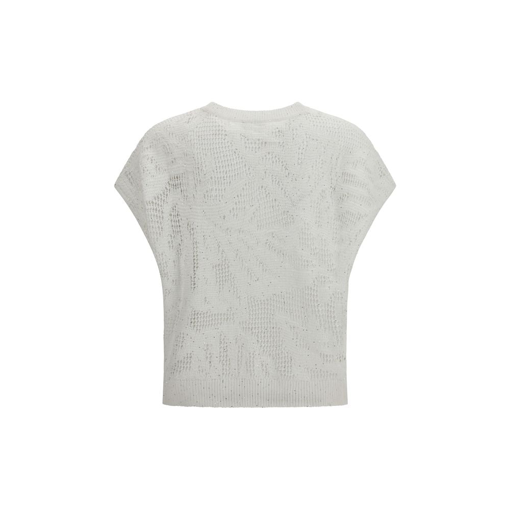 Brunello Cucinelli White Linen T-Shirt