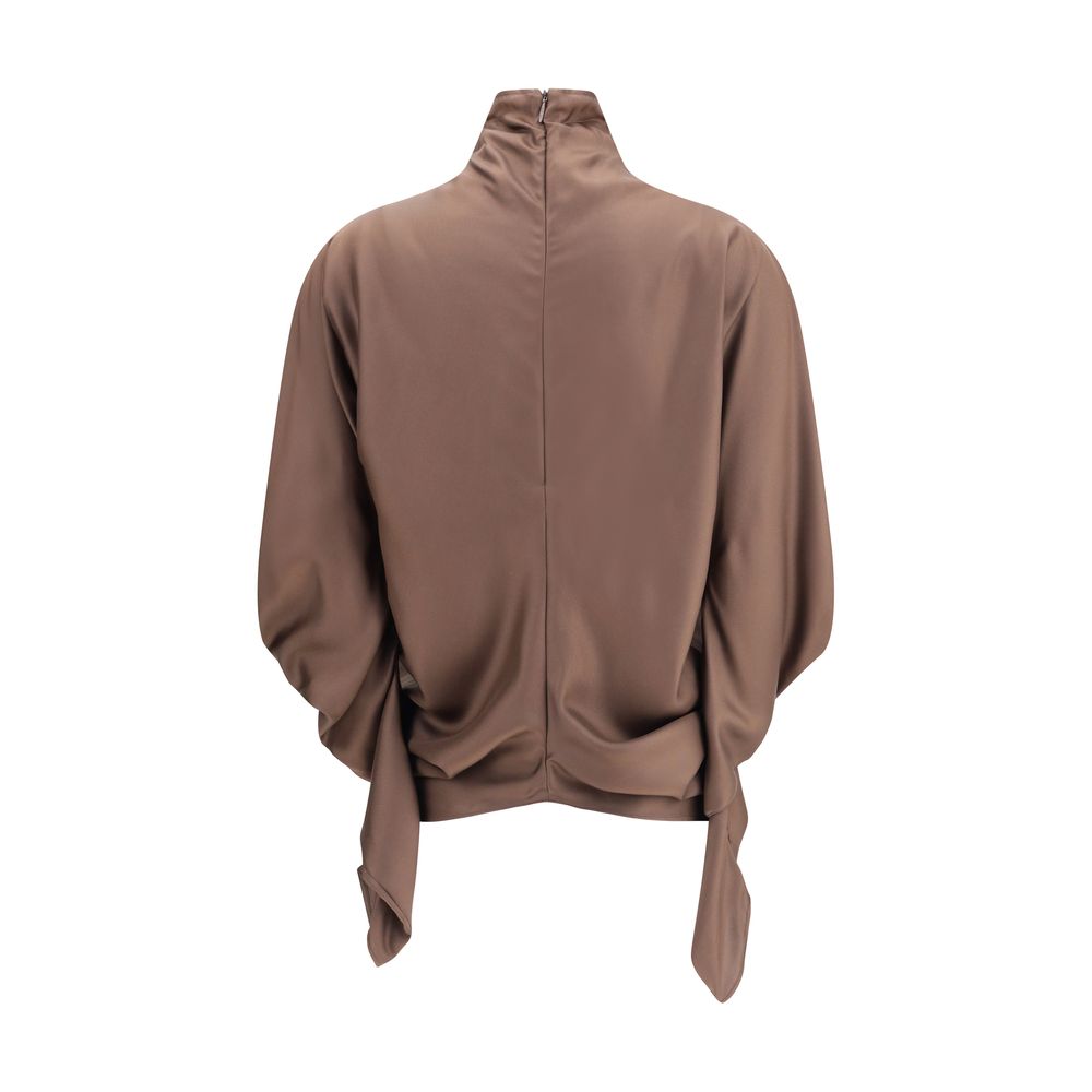 The Row Brown Silk Blouse