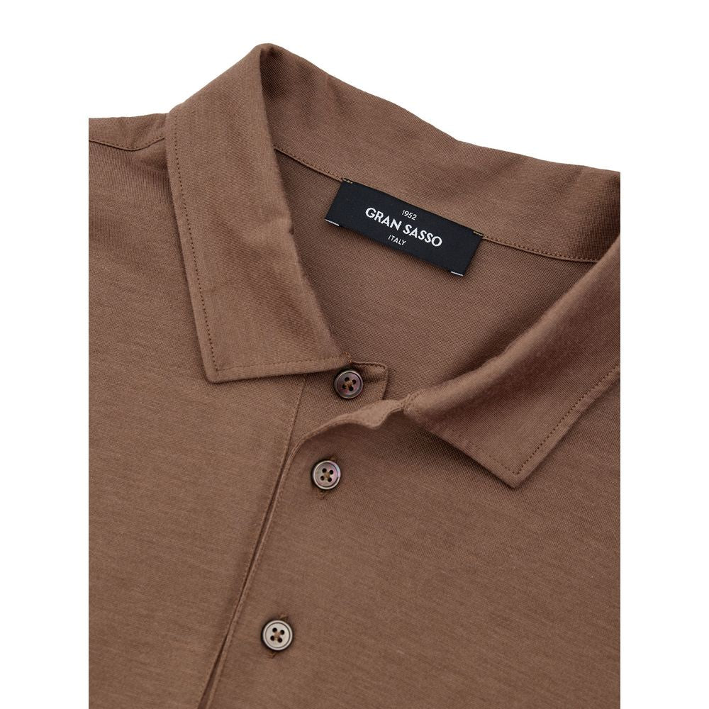 Gran Sasso Brown Silk Polo Shirt