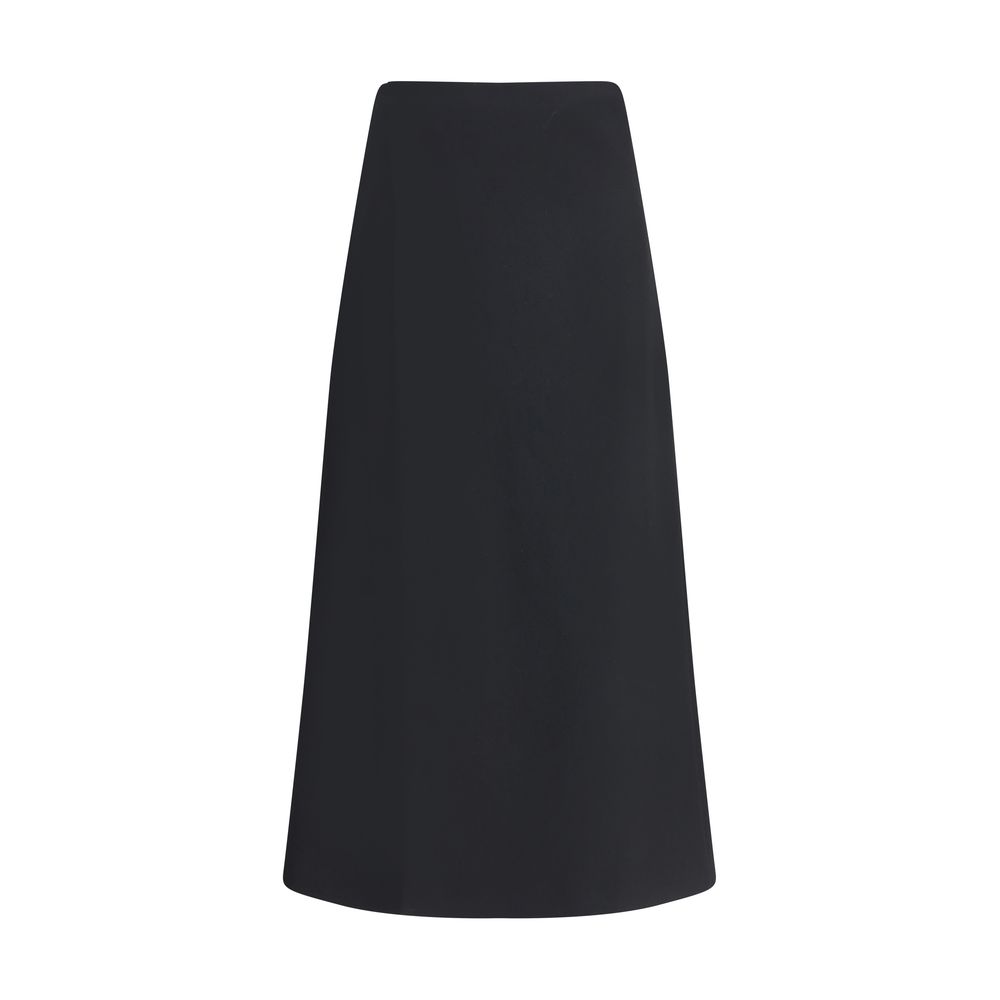 The Row Black Wool Midi Skirt