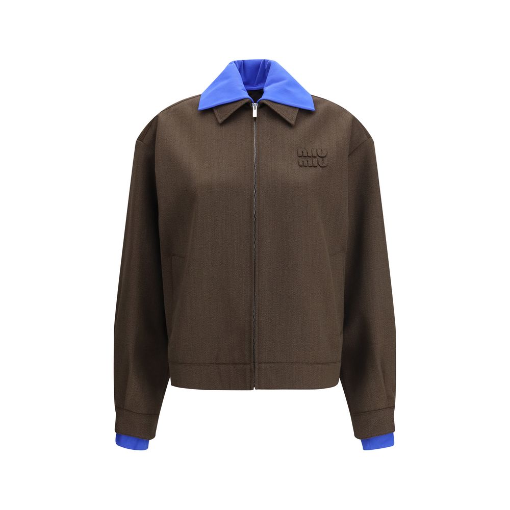 Miu Miu Brown Fleece Wool Bomber