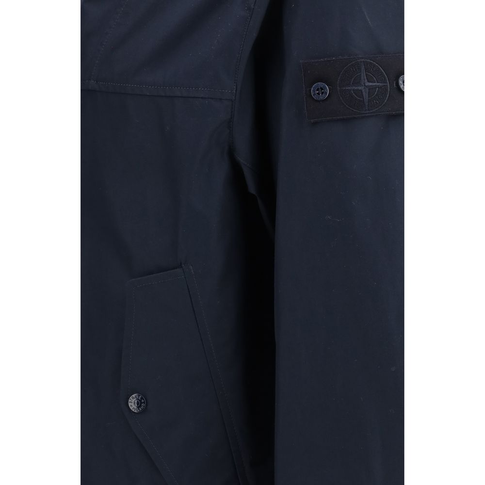Stone Island Blue Polyester Coat