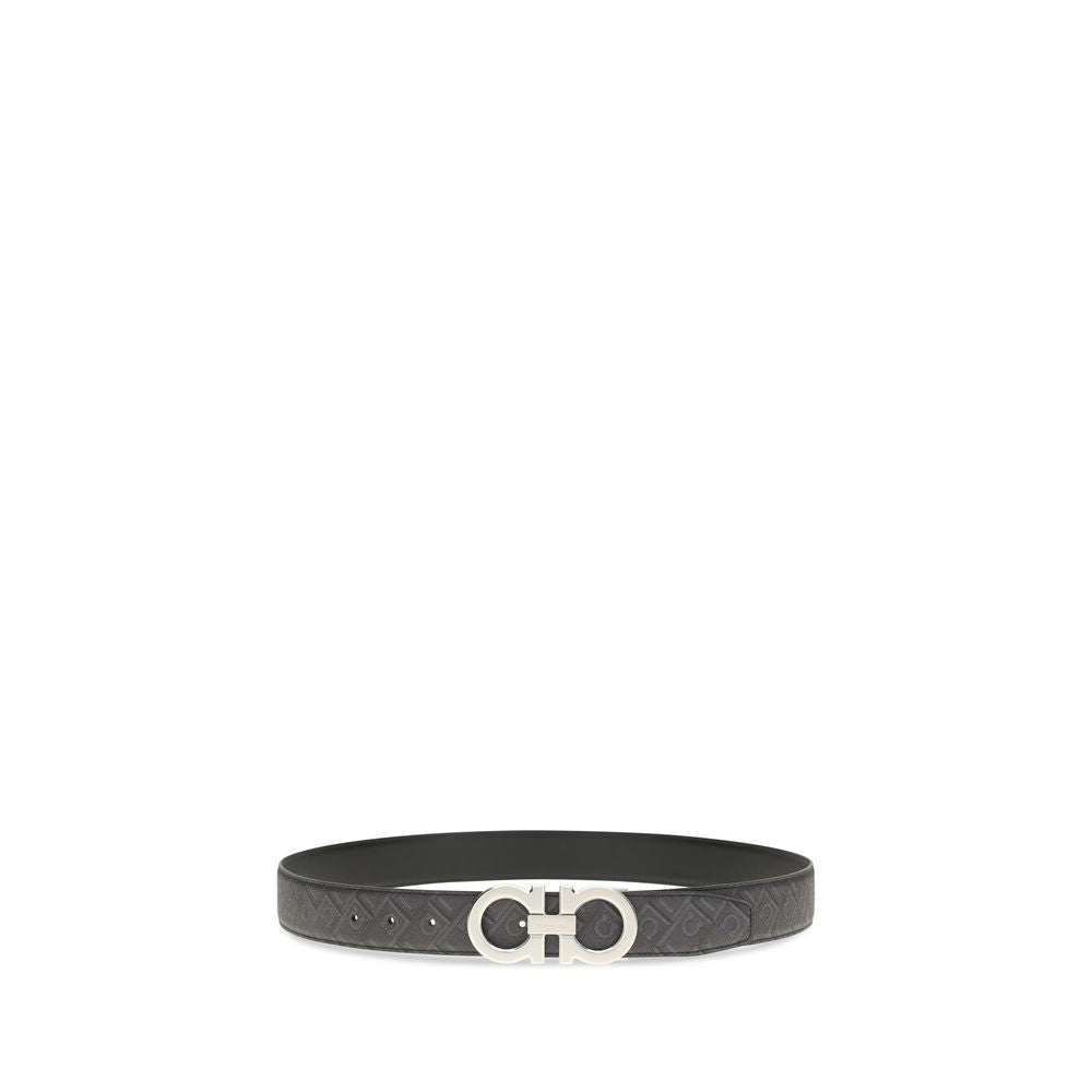 Ferragamo Black Calf Leather Bos Taurus Regular Belt