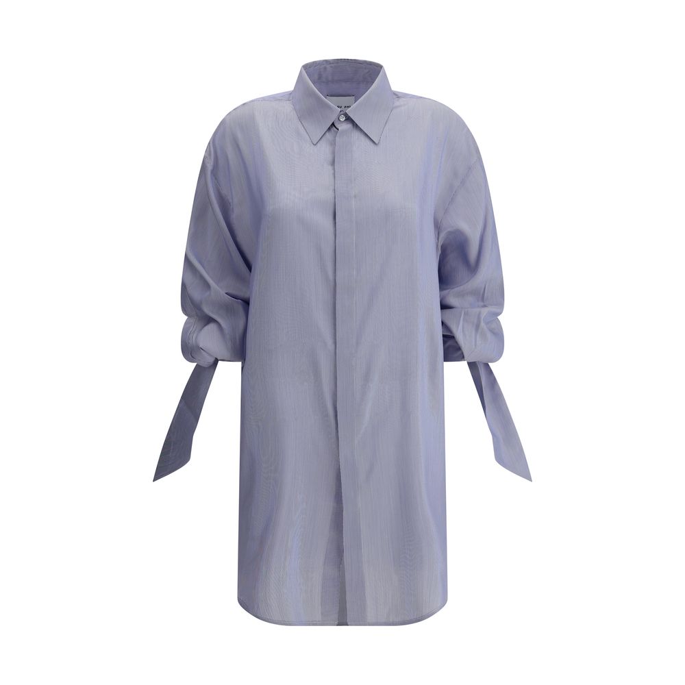 SA SU PHI Blue Silk Pattern Shirt