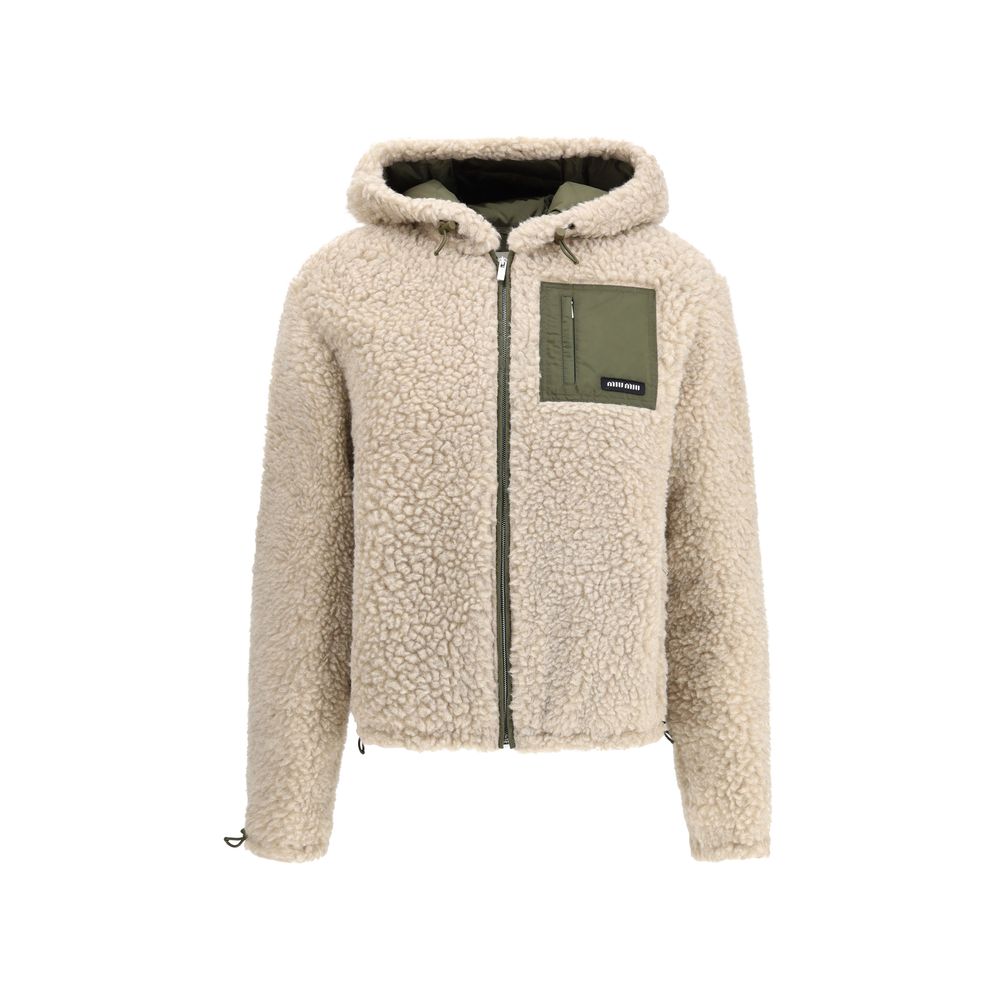 Miu Miu Beige Fleece Wool Full-Length Jacket