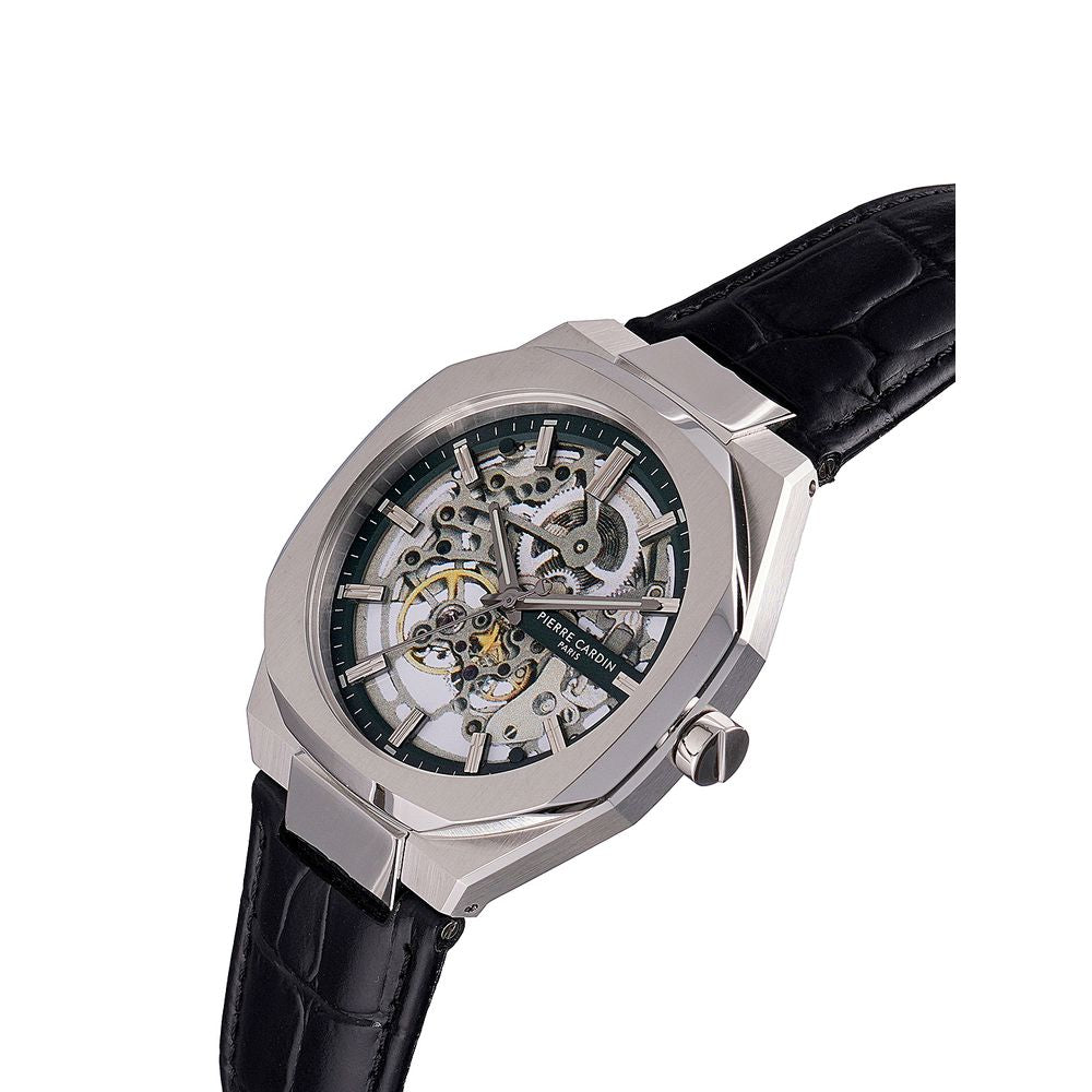 Pierre Cardin Black Leather Bracelet Watch