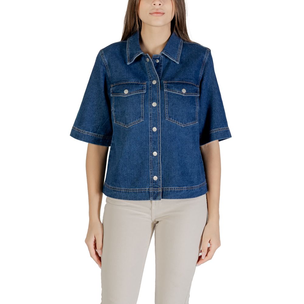 Only Blue Cotton Shortsleeve Shirt