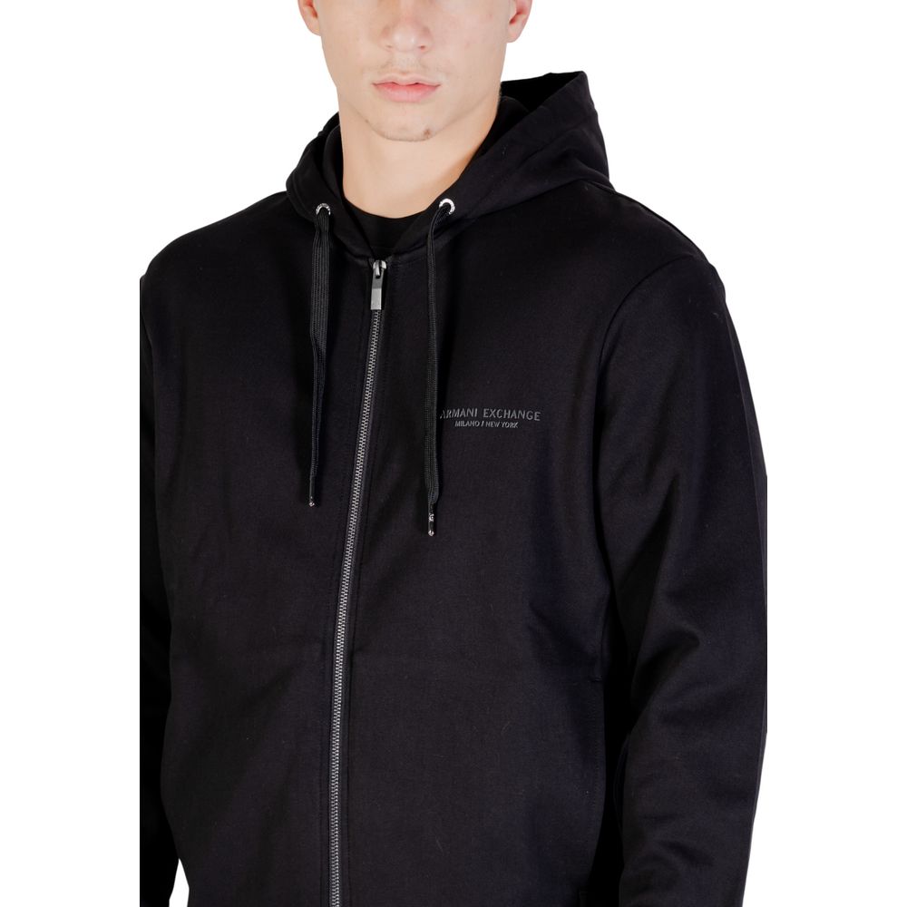 Armani Exchange Black Cotton Hoodie