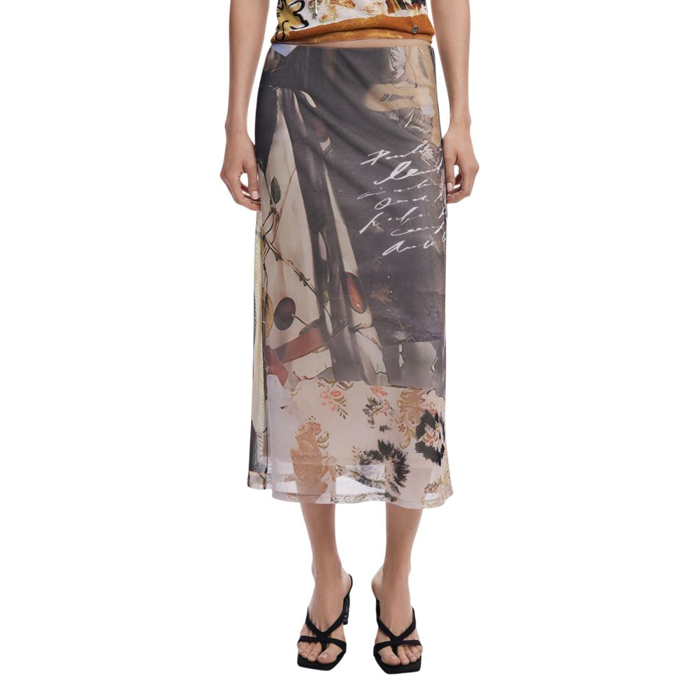 Desigual Beige Polyester Long Skirt