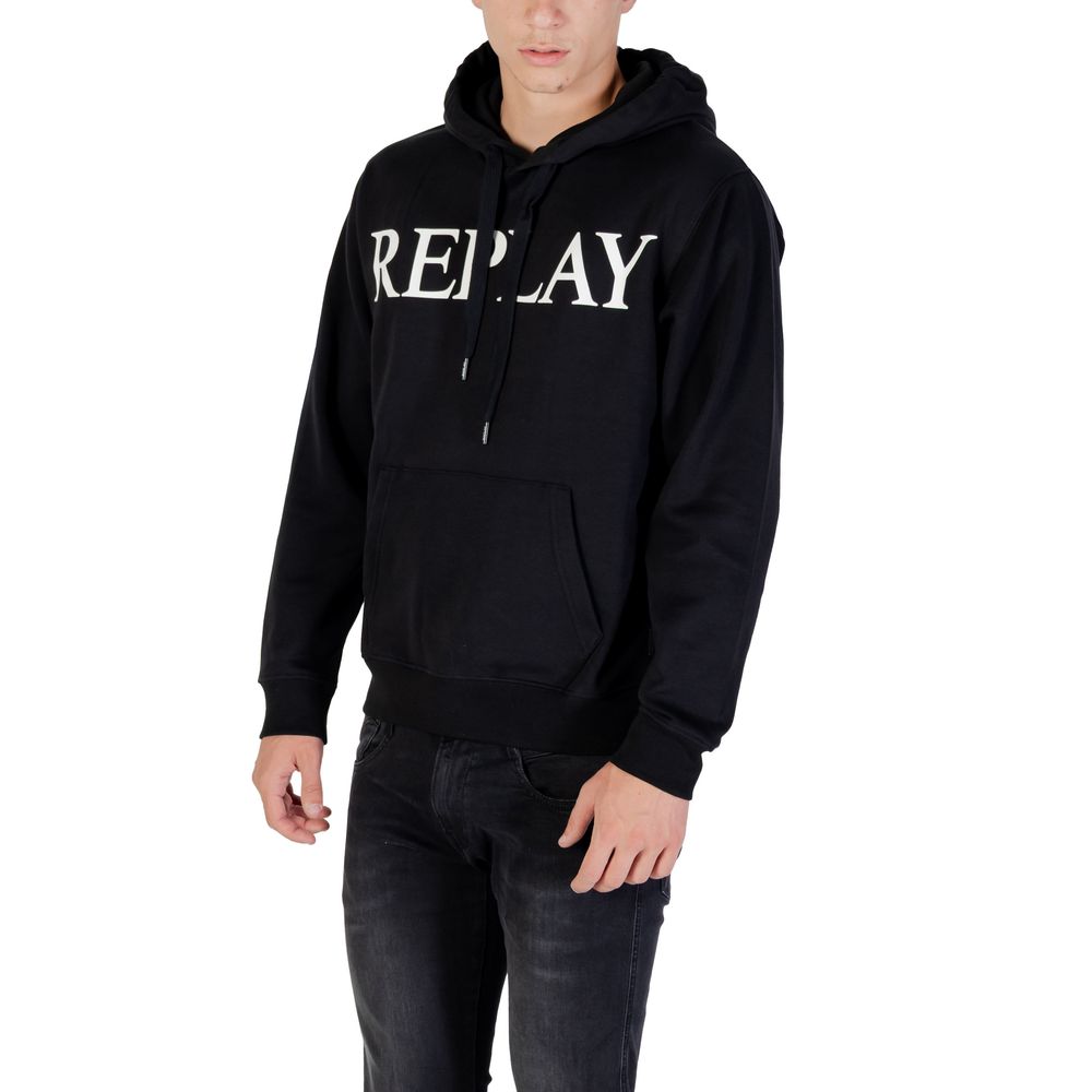 Replay Black Cotton Hoodie