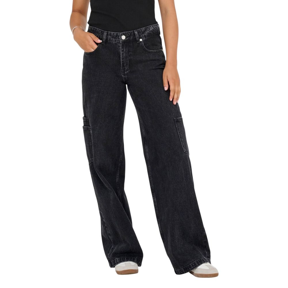 Only Black Cotton Relaxed Fit Jeans