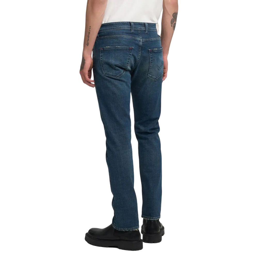 Replay Blue Cotton Relaxed Fit Jeans