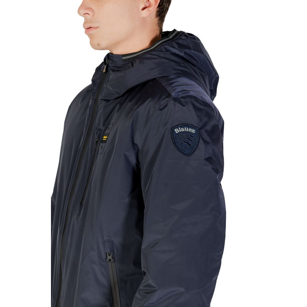 Blauer Blue Polyester Trench Coat